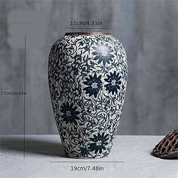 Amazon.co.jp: フラワーベース唐草柄ビンテージ花瓶、中国風